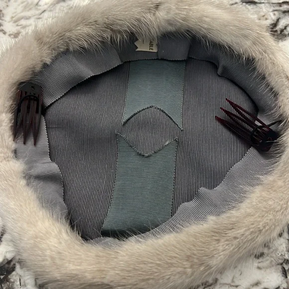 Vintage box Cerulean mink hat - Picture 3 of 5